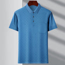 Men's Youth Polo Collar Stripes Real Pocket T-shirt Polo Shirt 1719 Blue