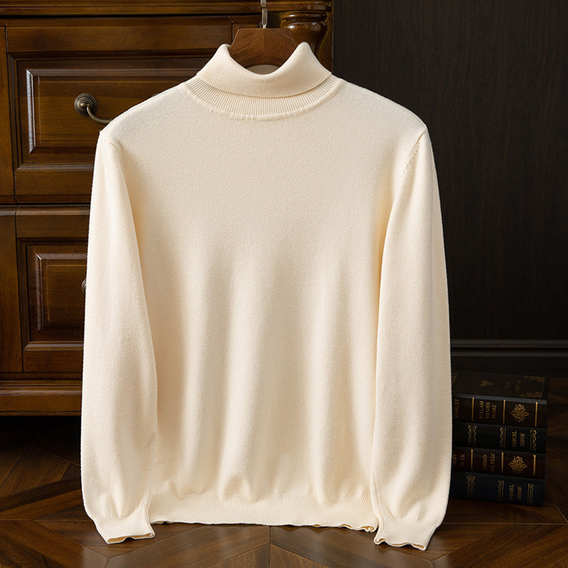 Men's Casual Turtleneck Sweater Keep Warm Beige