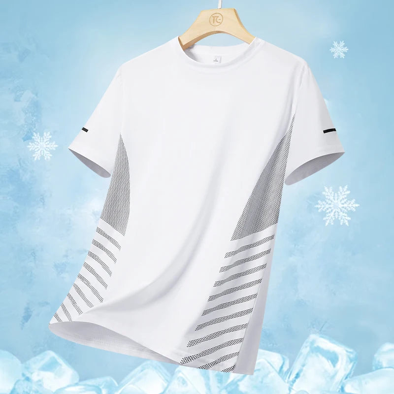 T-shirt Silk Thin for Men White XXL(70 kg-77 kg)