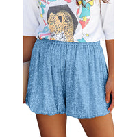 Sequined High Waist Straight Shorts Women P204