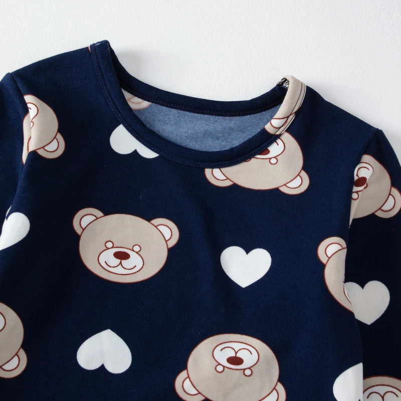 2-piece children's cute bear long-sleeved set