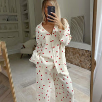 Women's Love Print Cotton Pyjamas Apricot L