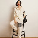 Pure Cashmere Women's Casual Sweater Pants Suit White Velvet Pants