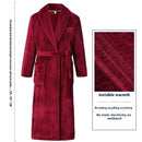 Thick Thermal Velvet Bathrobe With Thin Belt For Men Wine Red Nine Tails