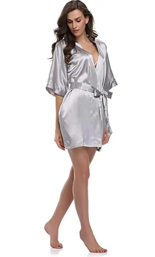 Plain Satin Robes silver XXL