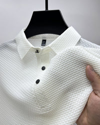 Mesh Ice Silk Short Sleeve T-shirt Mens Casual Wear White