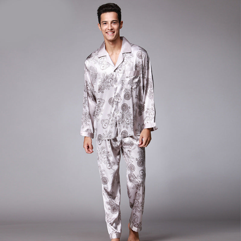 Men's Long Sleeve Pants Pajamas Set Grey