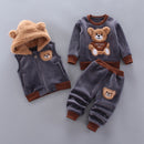 Children's Pyjamas Three Piece Set Bear Set Dark Gray