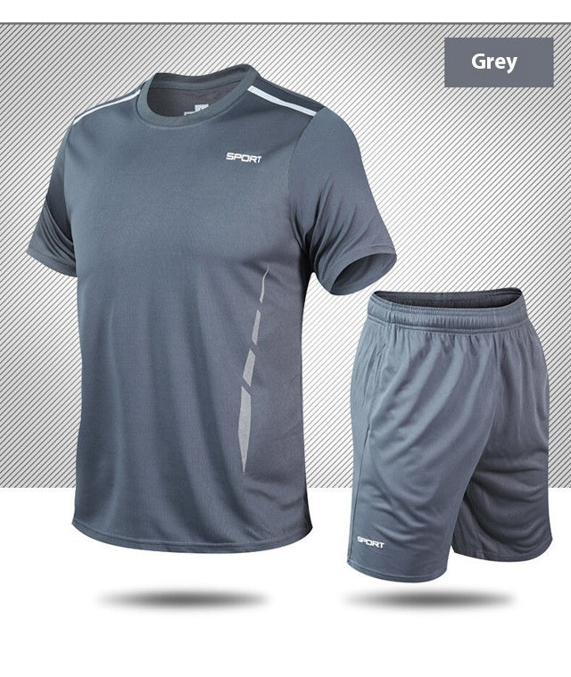 Sports Suit Loose Fitness Short Sleeve Men 1910 Gray