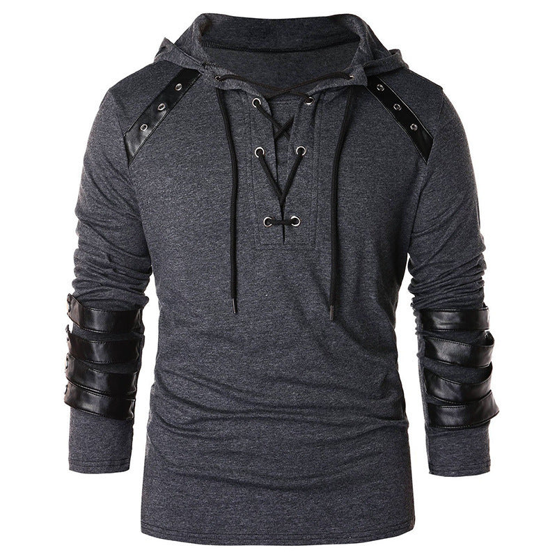 Comfortable Hooded Long Sleeve Fashion T-Shirt For Men Gray