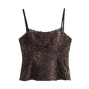 Silk Textured Underwear Strap Tank Leopard Print