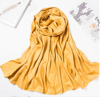 Monochrome matte satin headscarf Yellow 180x70cm