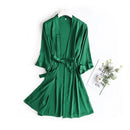 Women Wedding White Bride Robe Green XL