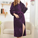 Coral Fleece Long Robe Kimono Gown Purple L