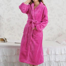 Coral Fleece Long Robe Kimono Gown Hot Pink M