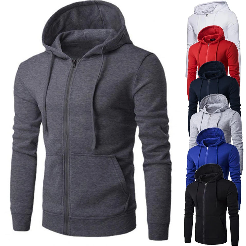 Long Sleeve Jacket Hoodie - Zipper Closure