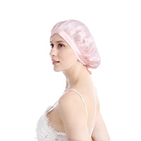 Pure Silk Hair Bonnets For Women pink free size