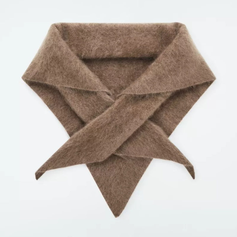 Brushed Cashmere Triangle Scarf Gray Brown