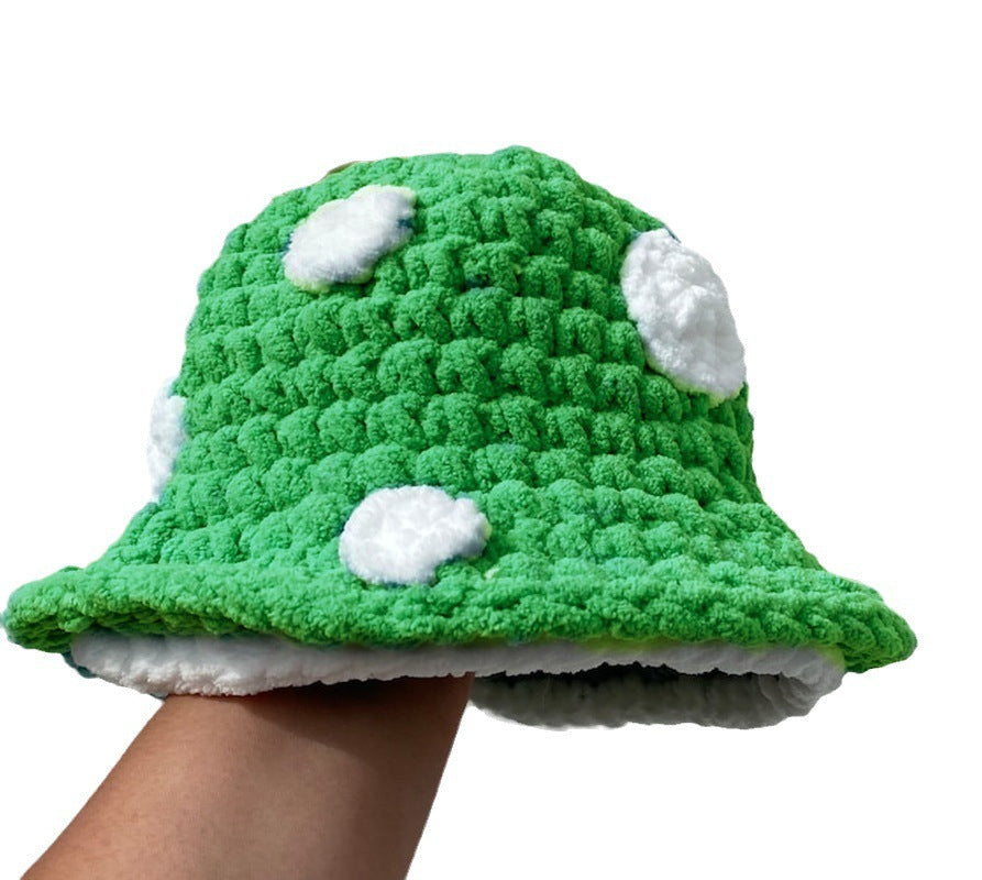 Cute Handmade Knitted Plush Mob Cap For Kids Fruit Green