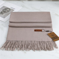 Women's Fashion Scarf Imitation Cashmere FYR330 31 Camel Gray 190x68cm With Tassels