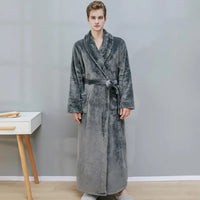 Coral Velvet Thick Couple Bathrobes Gray Male M 40-60kg