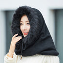 Knitted Rabbit-Fur Hat Black