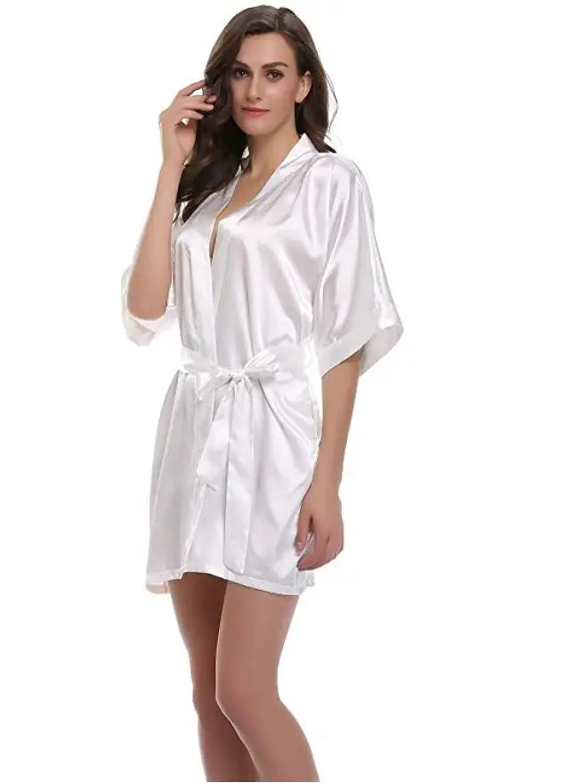 Plain Satin Robes white M