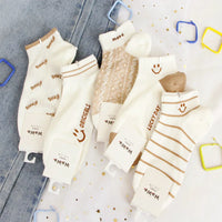 5 Pairs Cute Smiling Mid Tube Print Socks