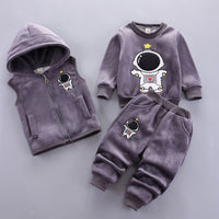 Children's Pyjamas Three Piece Set Astronaut Set Gray