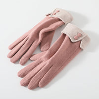 Thick Outdoor Cashmere Gloves For Women Pink One size