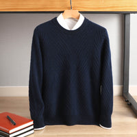 97% Cashmere Men's Round Neck Padded Sweater