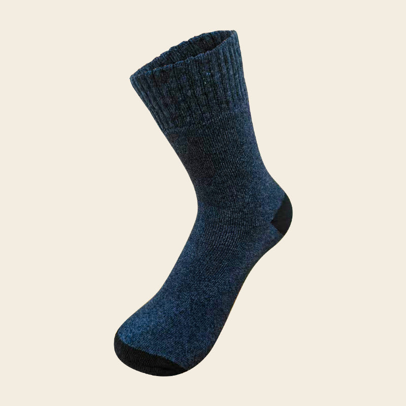 Warm Fleece-lined Thickened Wool Socks Navy Blue Free Size