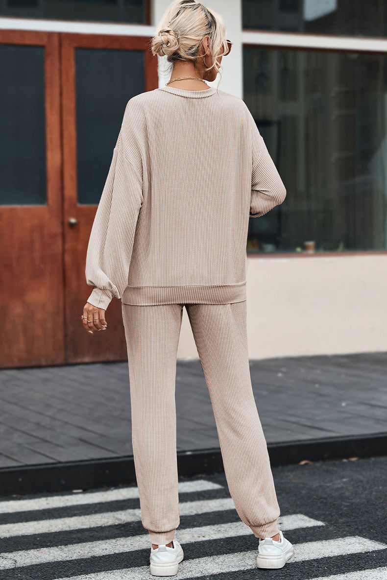 Comfortable Long-sleeved And Trousers Loungewear Set