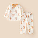 Thick Warm Pajama Set With Cartoon Print For Children