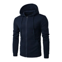 Long Sleeve Jacket Hoodie - Zipper Closure Dark Blue XXXL