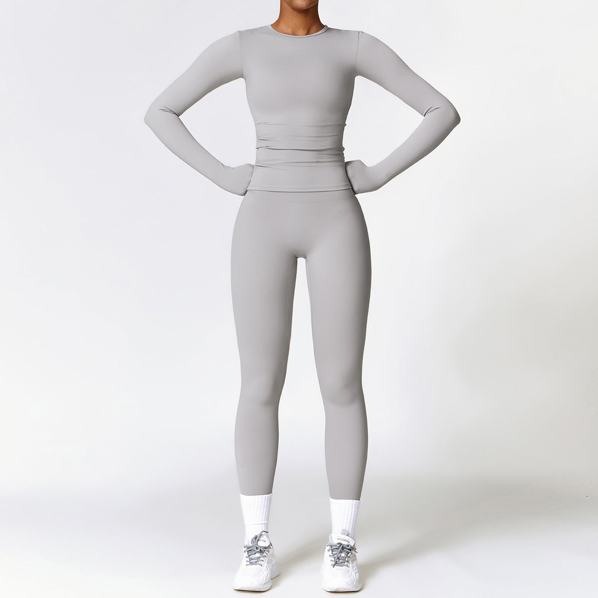 Tight-fitting Brushed Yoga Suit Grey