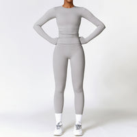 Tight-fitting Brushed Yoga Suit Grey