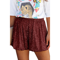 Sequined High Waist Straight Shorts Women P503