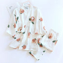 Cotton Kimono Loungewear Set White Love Fruit