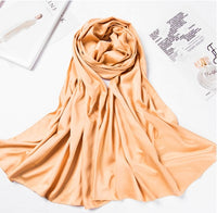 Monochrome matte satin headscarf Light orange 180x70cm