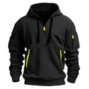 Multi Pocket Zipper Fleece Hoodie black S