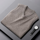 Fashion Cashmere Vest Men's Sleeveless Sweater Camel