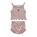 Rose Grey Embroidered Knitting Baby Kids Clothing Suspender PP pants