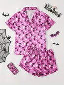 2-Piece Ultra Thin Short Sleeve Sleepwear Pajama Set For Women Style07