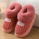 Warm House Slippers Covered Heel Cotton Shoes Indoor Thick-soled Non-slip Fluffy Slippers