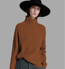 Women's high neck cashmere sweater Caramel