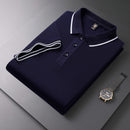 Men's Polo Shirt Lapel T-shirt Summer Short Sleeve Navy Blue