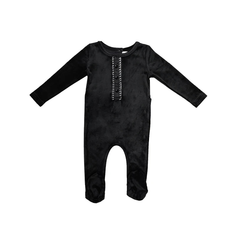 Children Soft Velvet Set Stretchy Robe black stretchy 3-6M