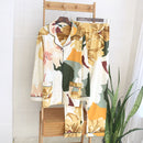 Cozy 2-Piece Pajama Set-Long Sleeve Yellow peony knit