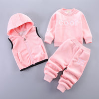 Children's Pyjamas Three Piece Set Letter Set Pink